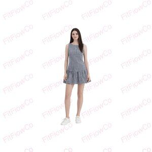 Rebel + Leigh Juniors Gingham Mini Dress NWT L Smocked Back Button Front